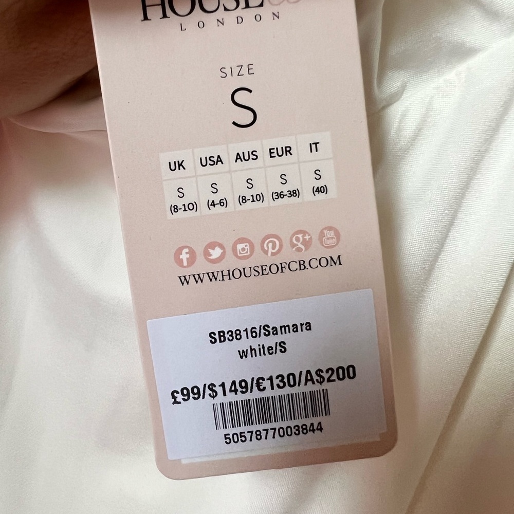 NWT House of CB Samara white drape front dress size S - Picture 6 of 10